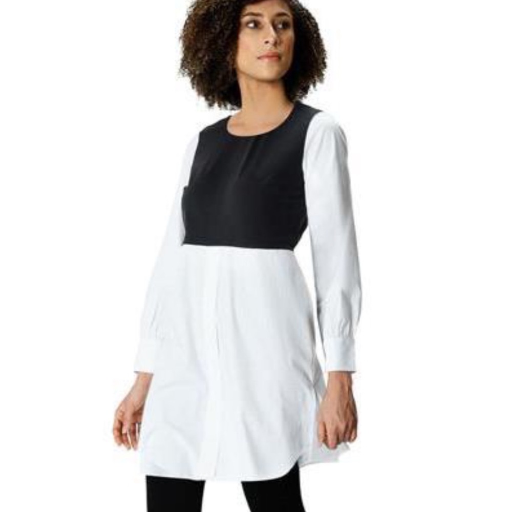 Colorblock Cotton Jersey And Poplin Vented Tunic (EUC)